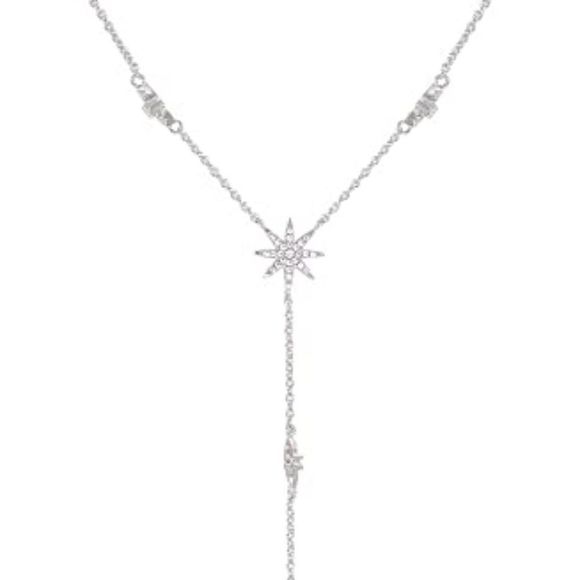 espere Star Drop Y Shaped Lariat Necklace Plated with 14K Rose Gold/White Gold - Picture 1 of 6